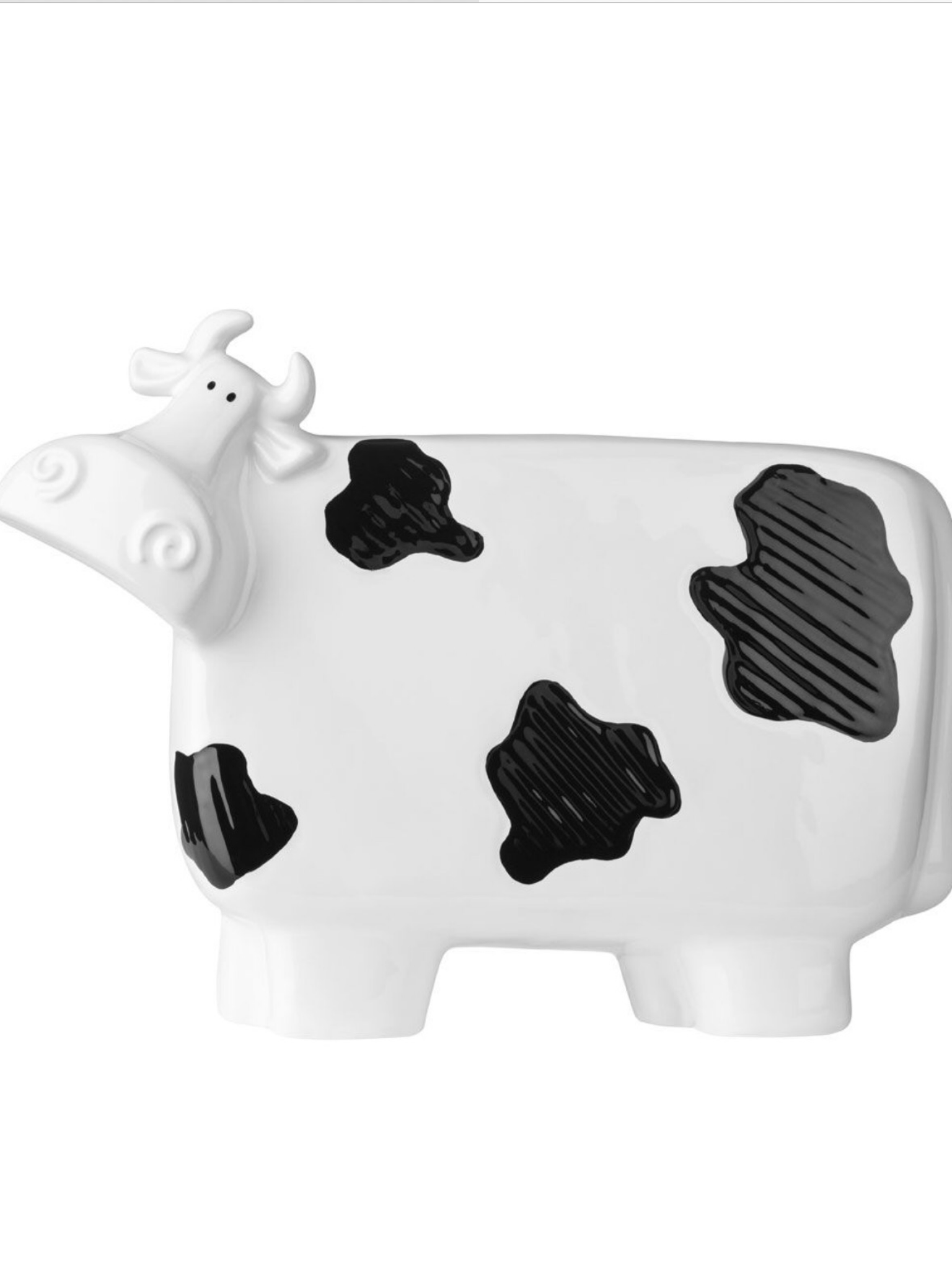 Large Black & White Ceramic Cow