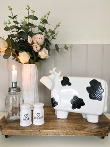 Large Black & White Ceramic Cow