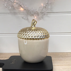 Acorn Gold Lidded Jar